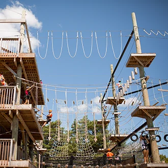 A climbing play structure